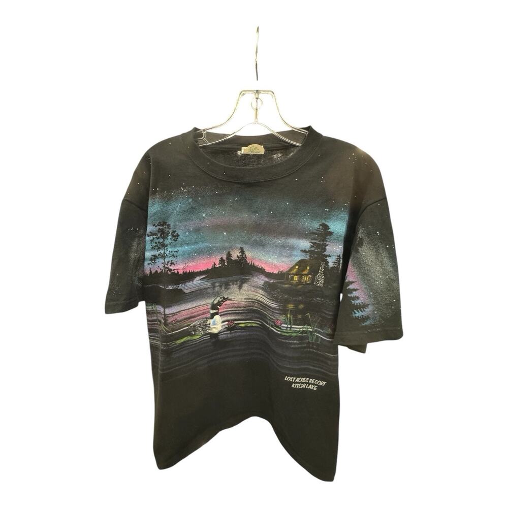 Vintage Artisans Screen Printing AOP LOST ACRES RESORT Sunset MN Large Shirt